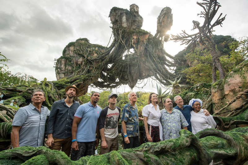 Some of the cast, and crew, behind the Avatar films enjoy the park’s opening.